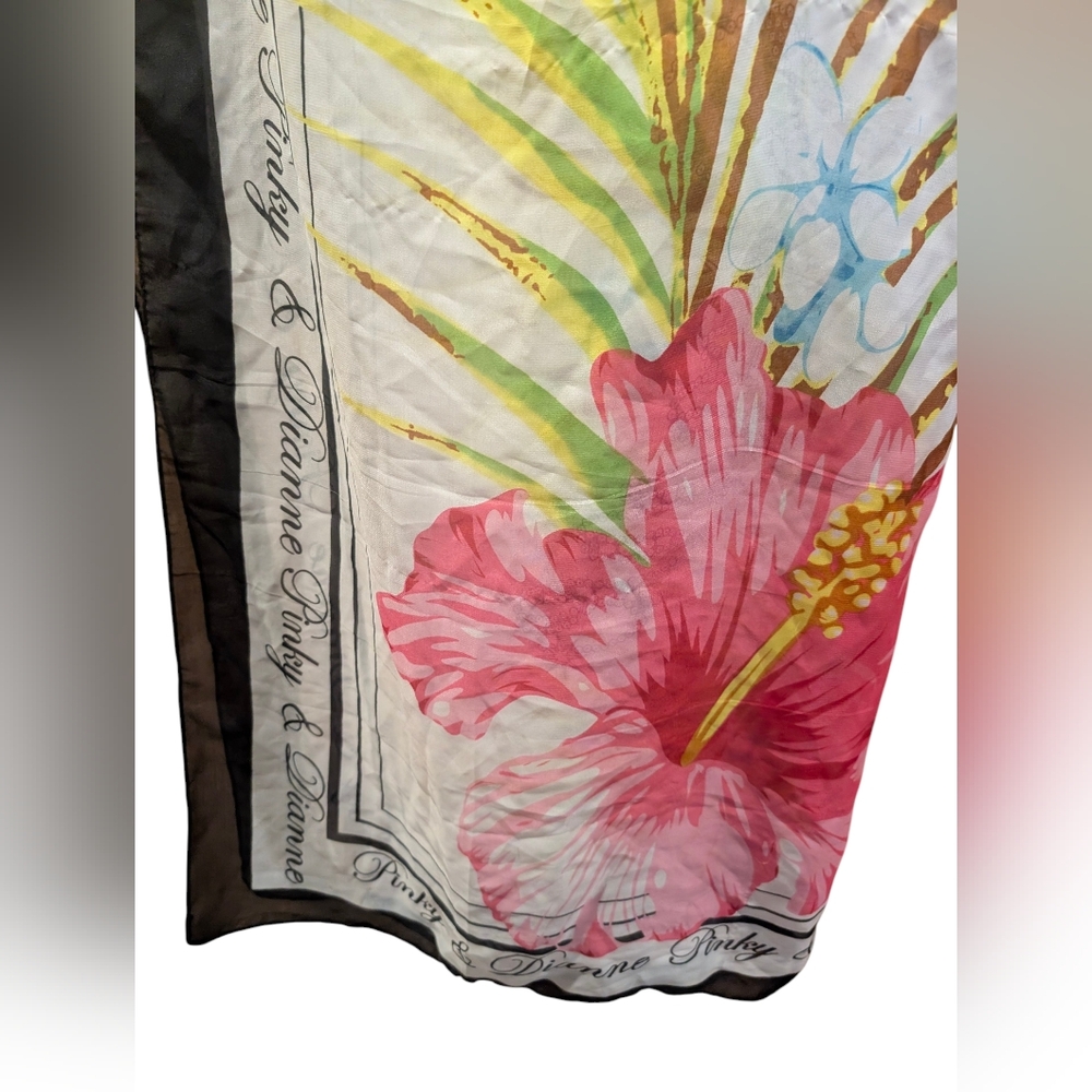 Pinky & Dianne Floral Print Scarf with Black Border